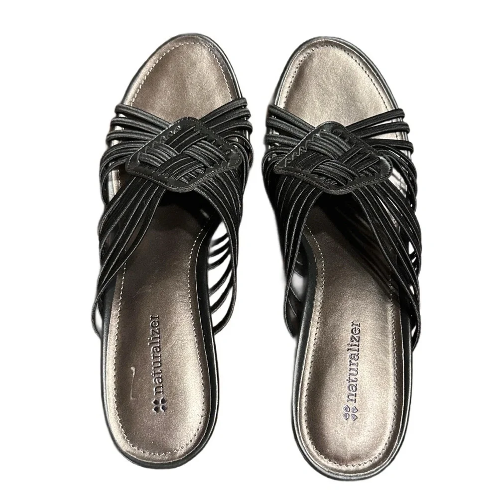 Women’s Naturalizer Black Slip On 2” Wedge Sandals - Size 8.5M - NWOT